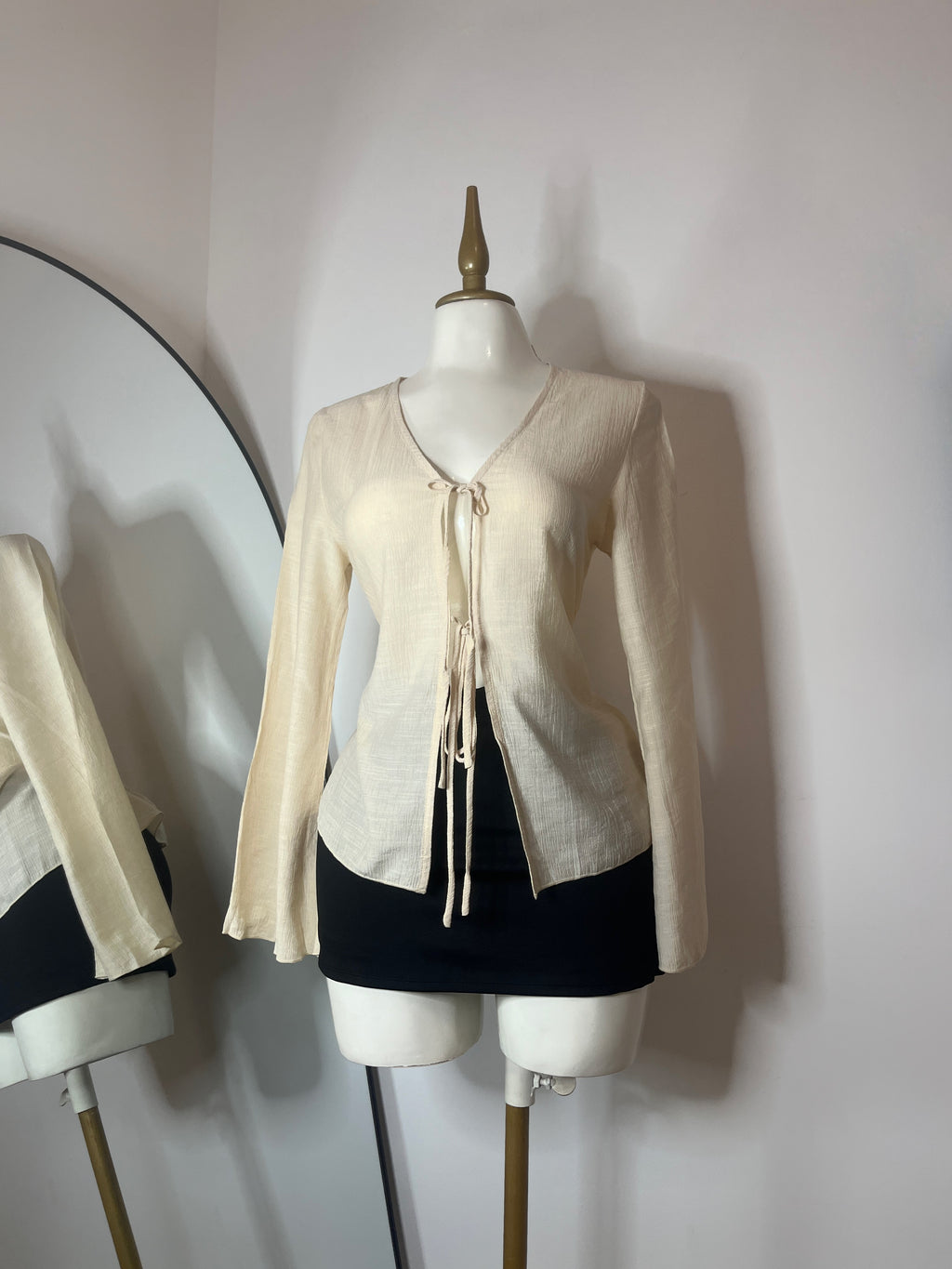Blusa beige lino manga larga