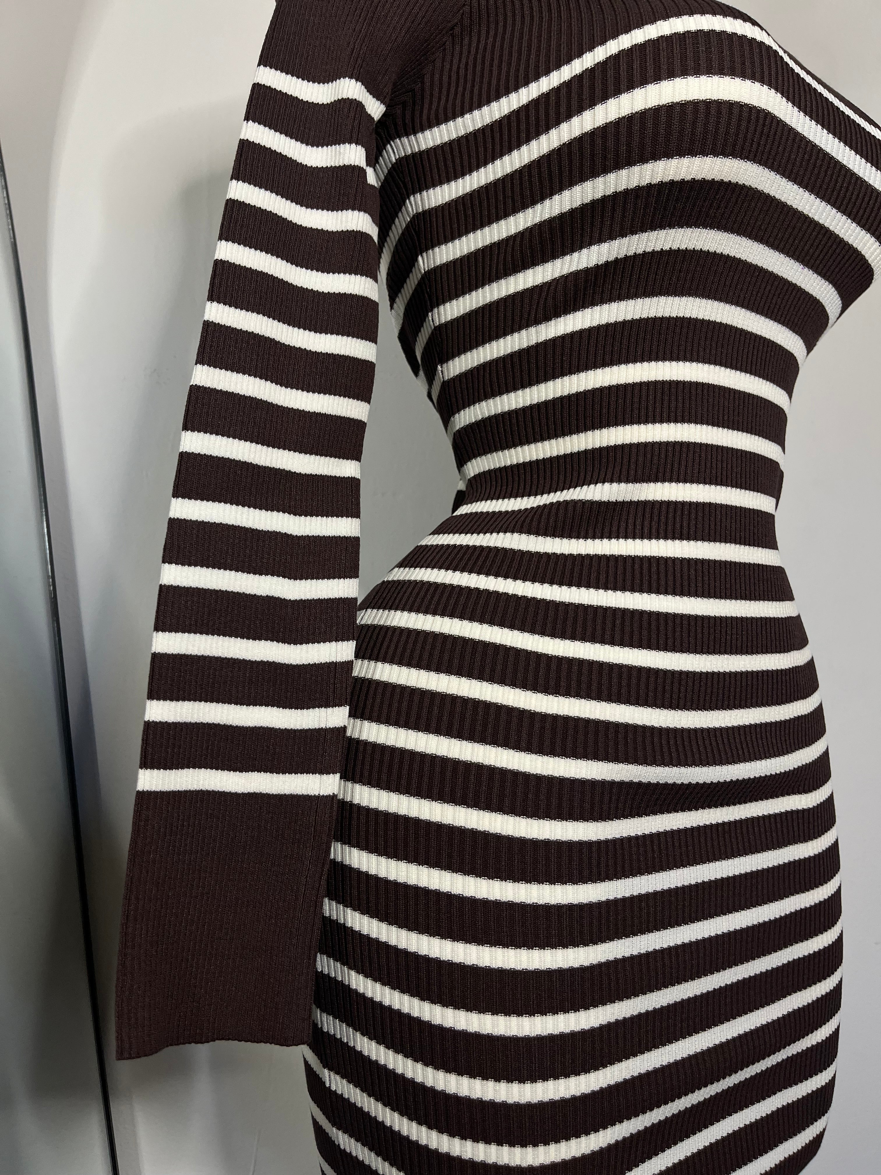 Vestido midi manga larga rayas