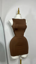 Vestido café licra