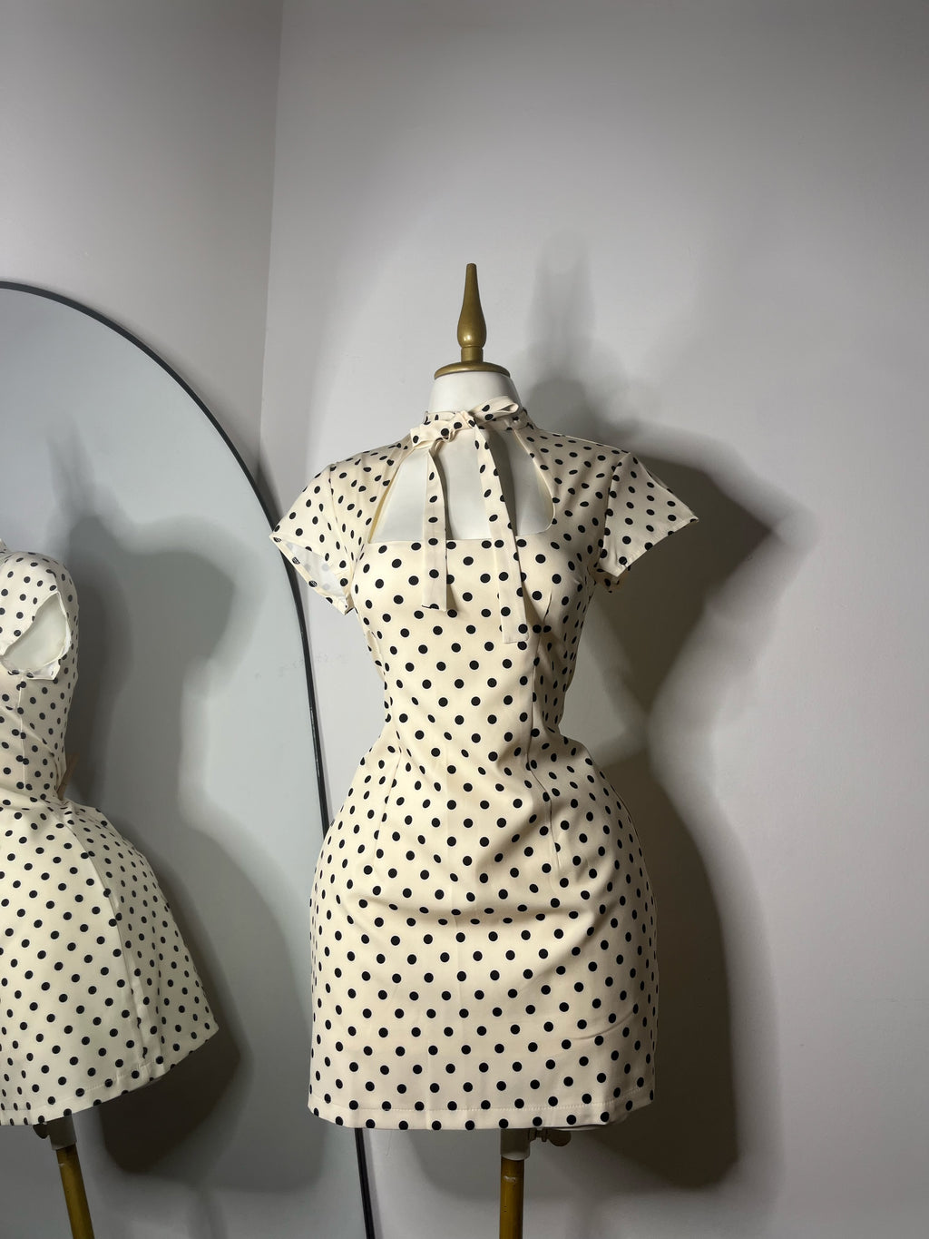 Dress polka dot crema
