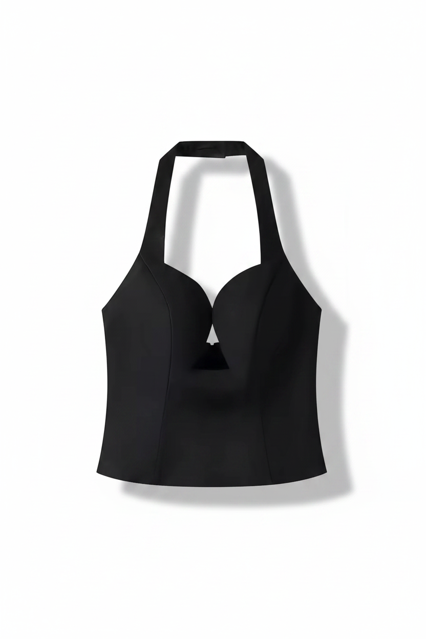 Blusa escote halter negra