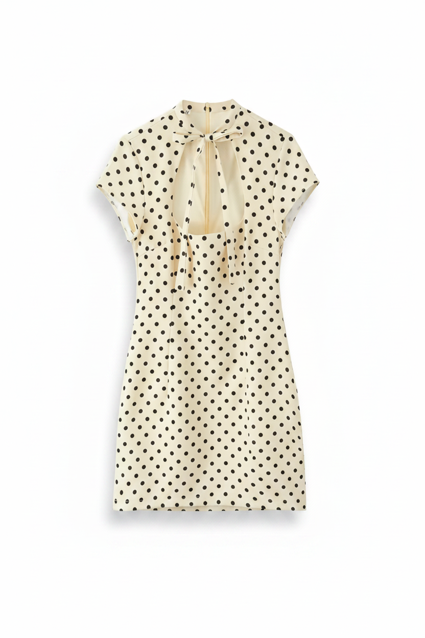 Dress polka dot crema