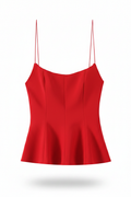 Blusa roja tirantes peplum 3D fondo blanco con sombra